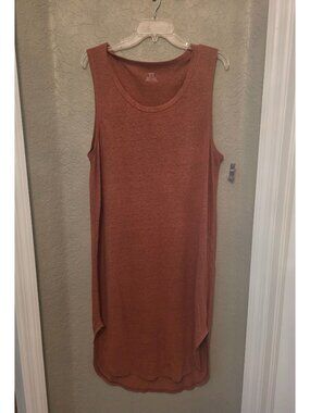 Aerie Reddish Brown Sleeveless Linen Blend Midi Dress M NEW Loose